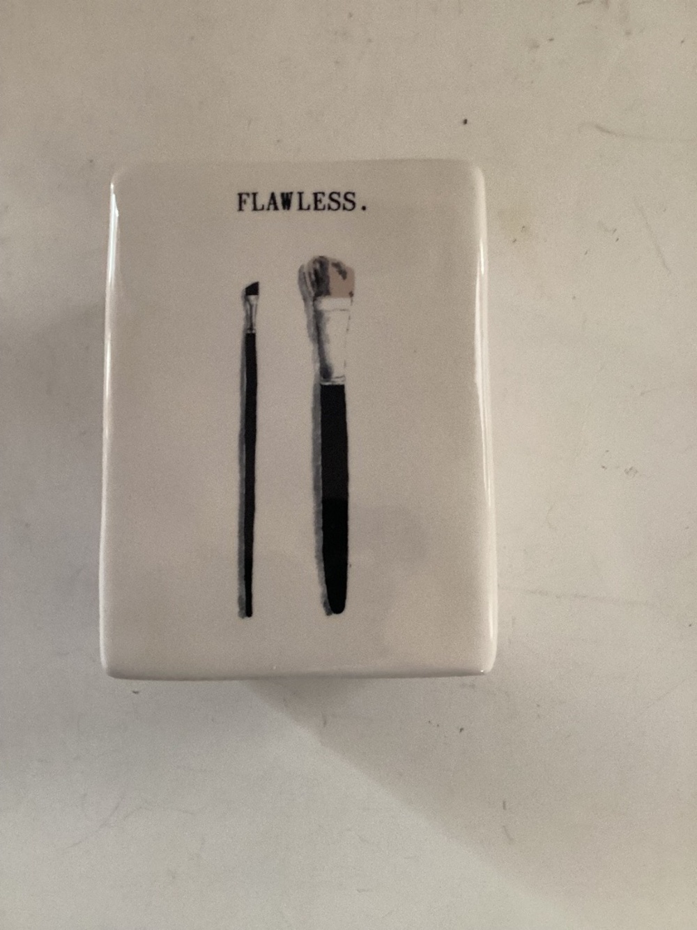 Rae Dunn ‘Flawless’ Make-Up Brush Holder  White Ceramic